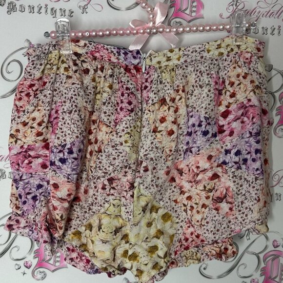Minkpink shorts skirt skort floral flowers multi rainbow π color zipper back - Picture 3 of 7